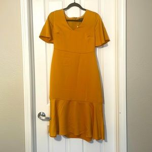 Banana republic gold flutter sleeve cocktail dress